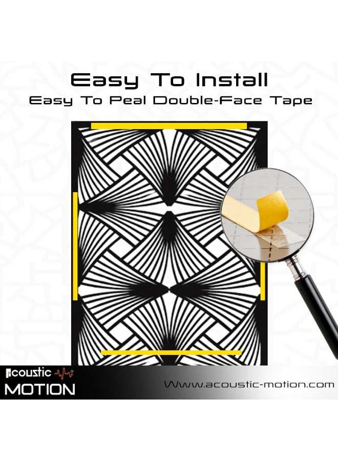 أكويستك موشان لوحات ديكور فنية جدارية خشبية من ACOUSTIC MOTION®، تصميم  RAYORA مع شريط لاصق مزدوج الوجه، معلق على الحائط باللون الأسود الحديث للمنزل وغرفة المعيشة وغرفة النوم والمكتب والفندق، 25 × 50 × 0.5 سم، مجموعة مكونة من 4 قطع - Image 2